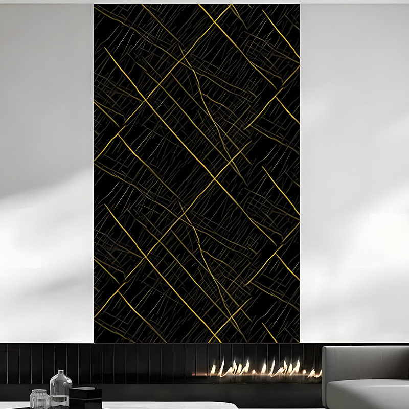 Black Gold Luxury Lobby Wall PET Transfer Film