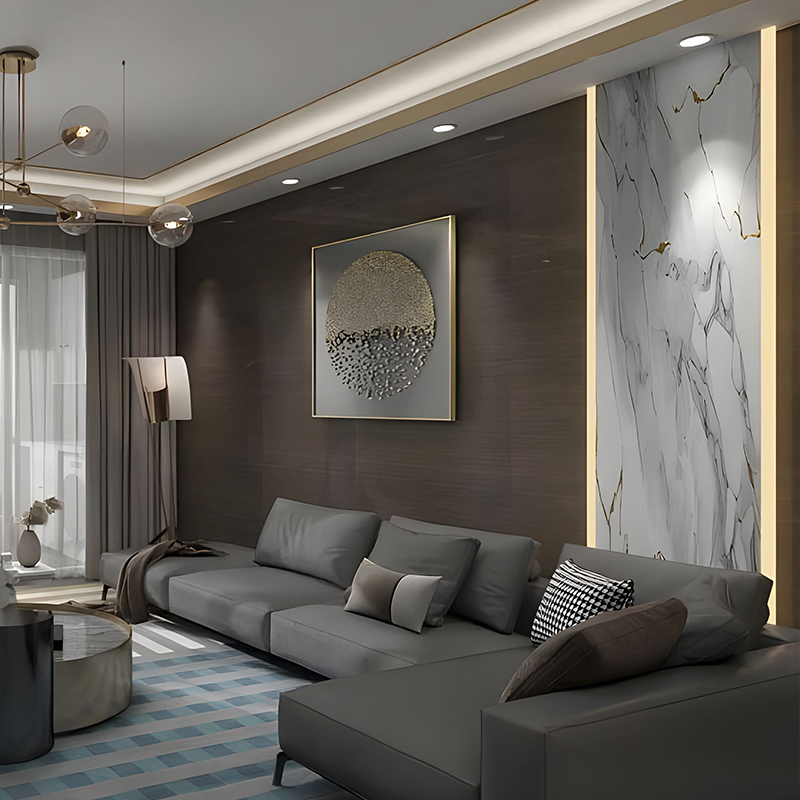 Gilded Cloud Rock Apartment Background Wall Decoration PET Transfer Film