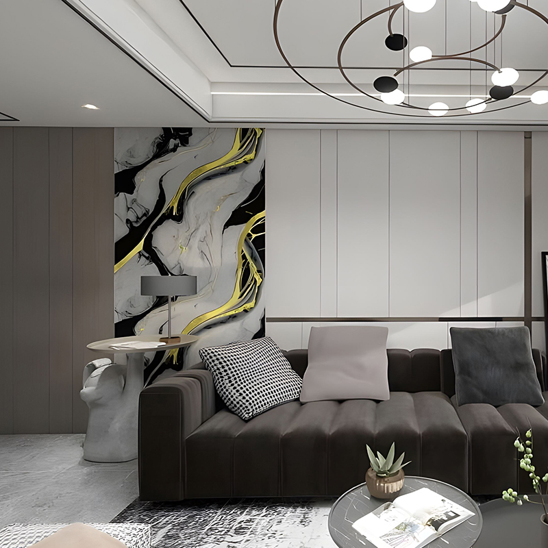 Gilded Ink Style Bedroom Background Wall Decoration PET Transfer Film