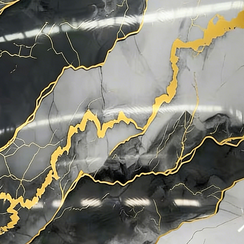 Waterproof Gold-Vein UV Faux Marble Sheet for Wall Decoration